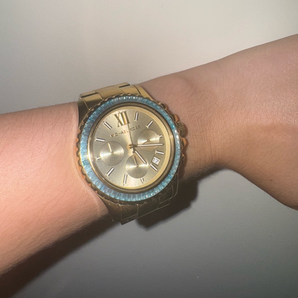 Michael Kors Gold Watch with Blue stones